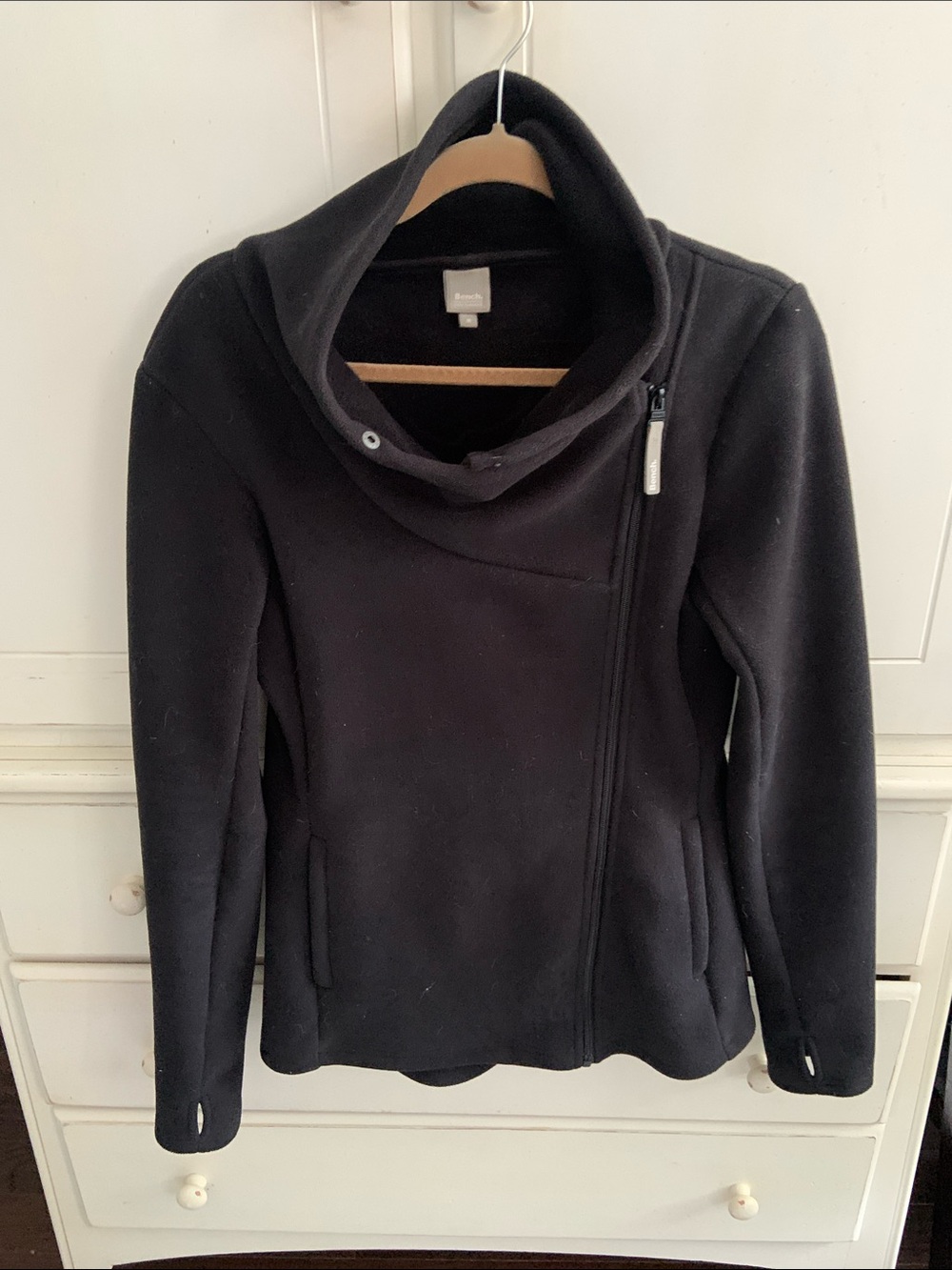 Bench Black Asymmetrical Zip Cowl Neck Sweater